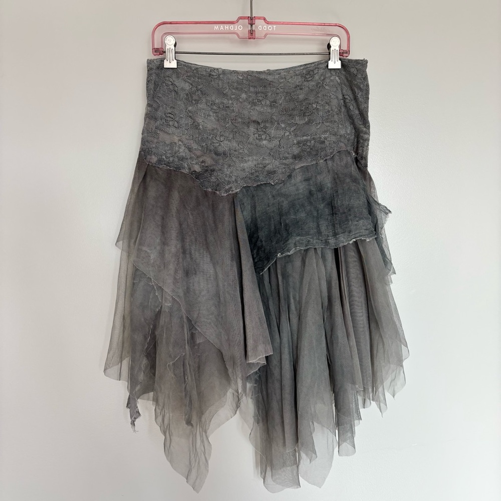 New FREE‎ PEOPLE X BRENDA KNIGHT FAIRY CHIFFON MINI SKIRT Gray Layered Size S - Picture 5 of 9